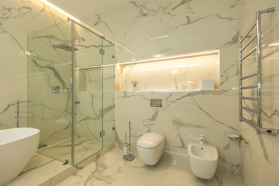 Luxury bathroom renovation with modern fixtures